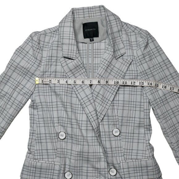Dynamite Light Blue/Grey Plaid Blazer, size Extra Small - Picture 5 of 8